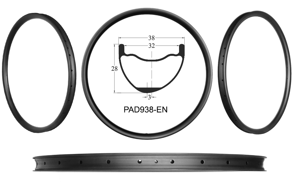 PAD938-EN ebike carbon rims for e-mtb wheel