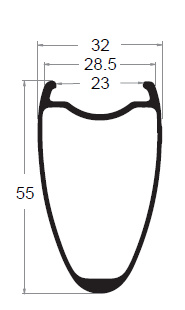 Llanta de carbono para carretera de 55 mm de profundidad, ancha