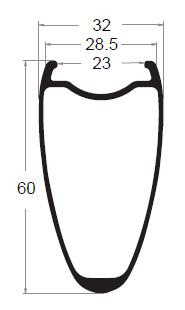 Llanta de carbono para carretera de 60 mm de profundidad, ancha